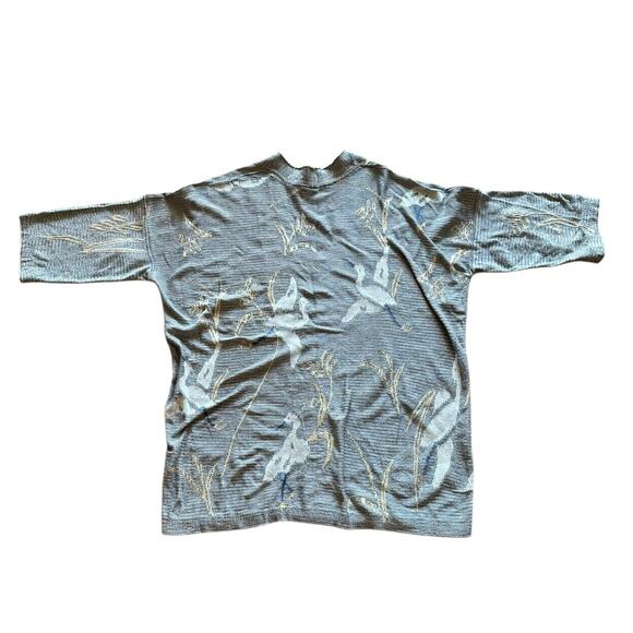 Peruvian Connection Cardigan Sweater Large Gray Snow Crane Pima Cotton Open - Picture 5 of 10